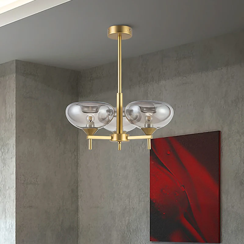 Koepel hangende kroonluchter moderne rookglas 3 hoofden eetkamer plafond ophanglamp Clearhalo