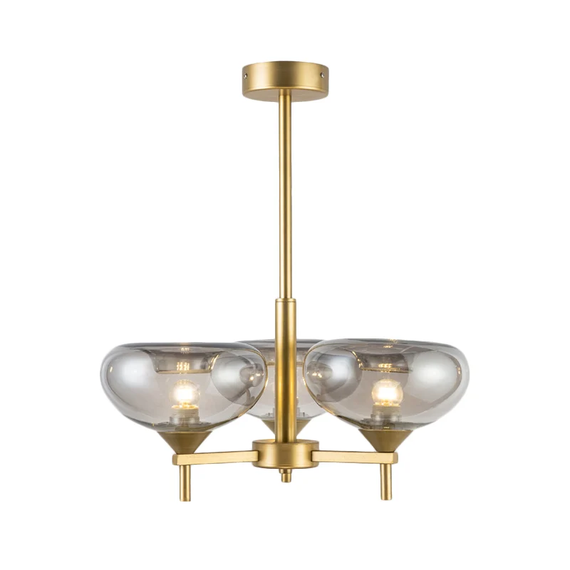 Koepel hangende kroonluchter moderne rookglas 3 hoofden eetkamer plafond ophanglamp Clearhalo