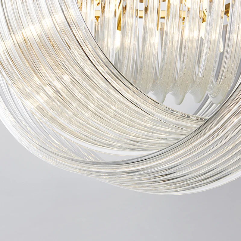 Koepel Kroonluchter Licht Modernisme Gebogen Prisma Glazen Strip 4/6 Hoofden Messing Hanglamp, 19,5"/25,5" Breed Clearhalo