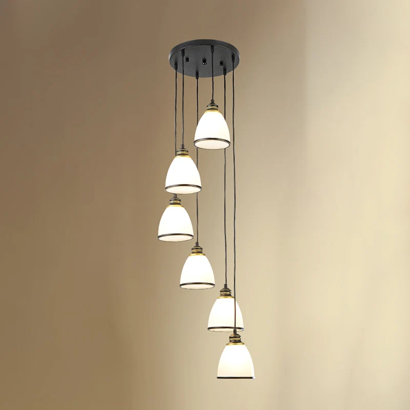 Koepel opaal glas spiraal multi hanger eenvoud hangende plafondlamp voor woonkamer Clearhalo