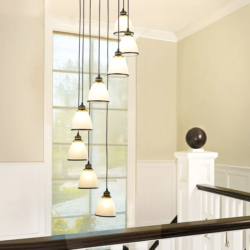 Koepel opaal glas spiraal multi hanger eenvoud hangende plafondlamp voor woonkamer Clearhalo