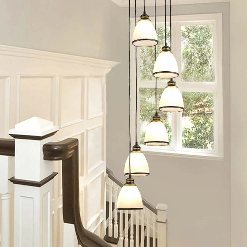 Koepel opaal glas spiraal multi hanger eenvoud hangende plafondlamp voor woonkamer Clearhalo