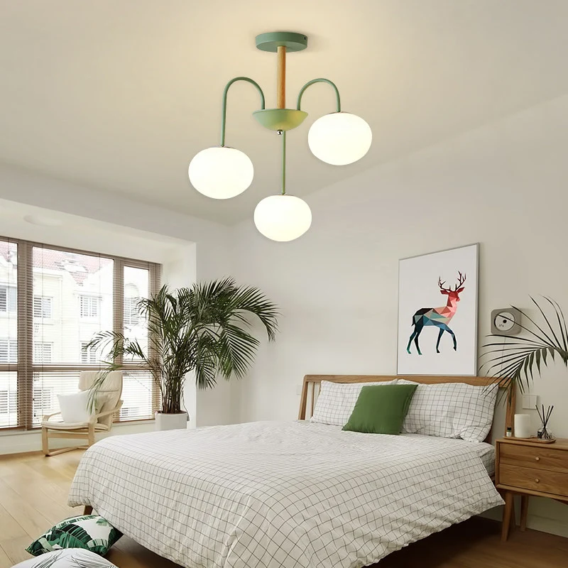 Koepel witte glazen kroonluchter verlichting eigentijdse stijl 3/5 lichts grijs/groen hanglicht Clearhalo