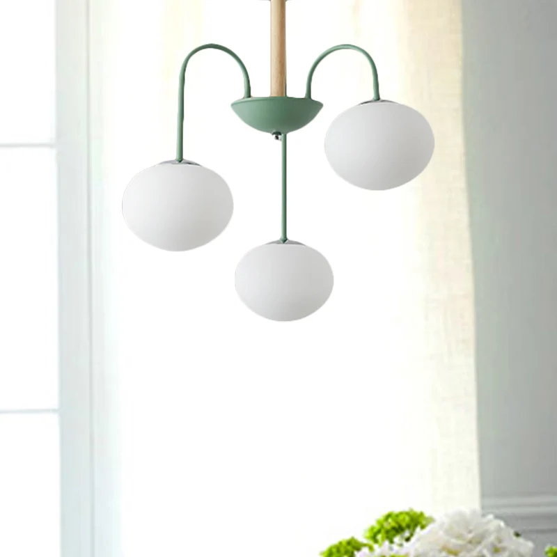Koepel witte glazen kroonluchter verlichting eigentijdse stijl 3/5 lichts grijs/groen hanglicht Clearhalo