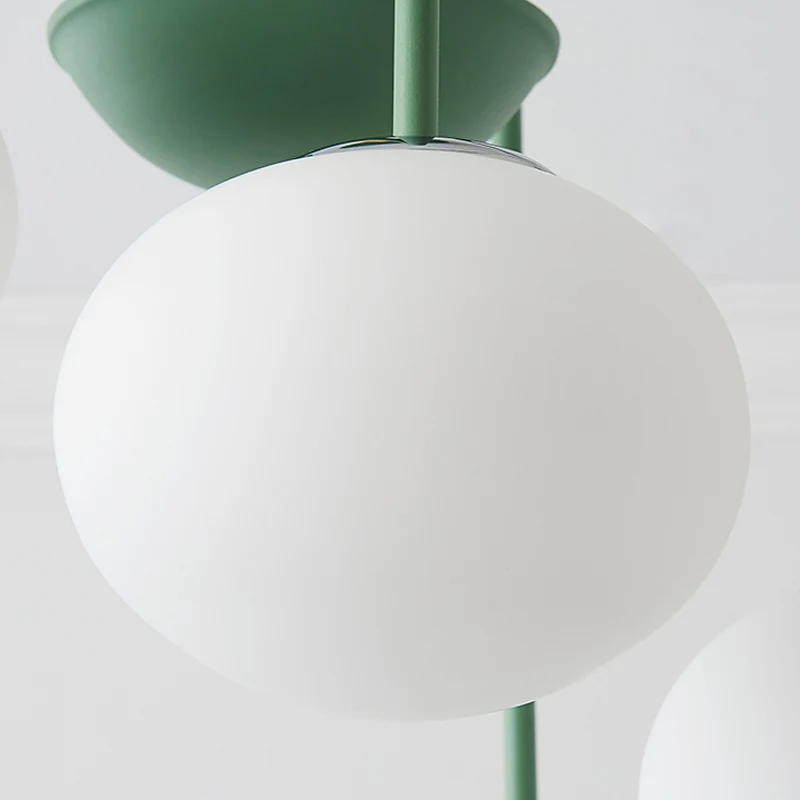 Koepel witte glazen kroonluchter verlichting eigentijdse stijl 3/5 lichts grijs/groen hanglicht Clearhalo
