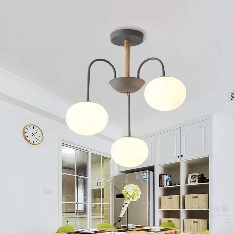 Koepel witte glazen kroonluchter verlichting eigentijdse stijl 3/5 lichts grijs/groen hanglicht Clearhalo
