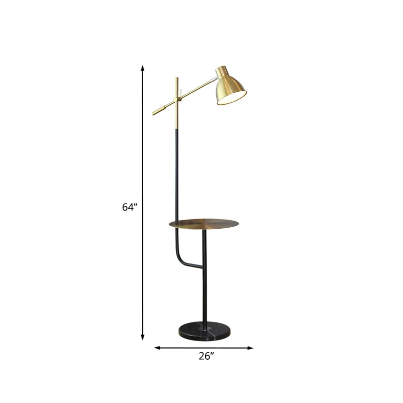 Koepel Woonkamer Vloer Bureaulamp Metaal 1 Licht Modernistisch Standaard Licht met Balansarm goud en zwart Clearhalo
