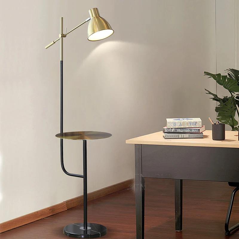 Koepel Woonkamer Vloer Bureaulamp Metaal 1 Licht Modernistisch Standaard Licht met Balansarm goud en zwart Clearhalo