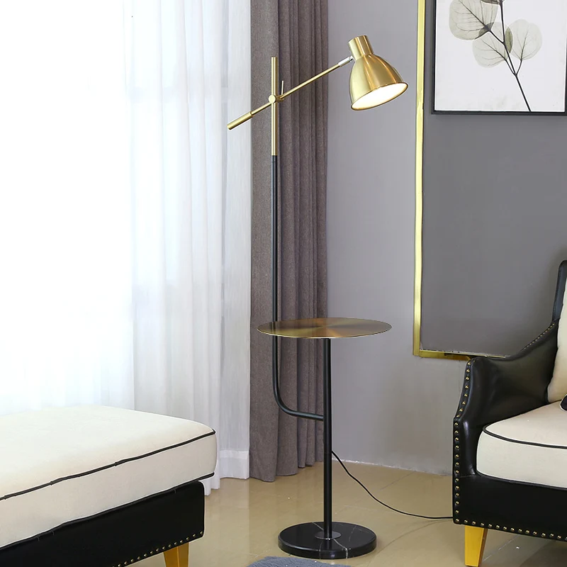 Koepel Woonkamer Vloer Bureaulamp Metaal 1 Licht Modernistisch Standaard Licht met Balansarm goud en zwart Clearhalo