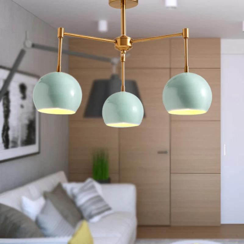 Koepelplafondhanglamp Macron Metaal 3/6/8 Lichten Blauwe Kroonluchterverlichting voor Slaapkamer Clearhalo