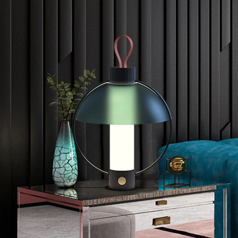 Koepelvormige bureaulamp, modern metaal, 1 kop, groene taaklamp met cilindervormige witte glazen kap Clearhalo