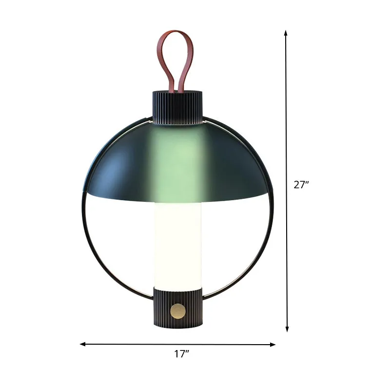 Koepelvormige bureaulamp, modern metaal, 1 kop, groene taaklamp met cilindervormige witte glazen kap Clearhalo