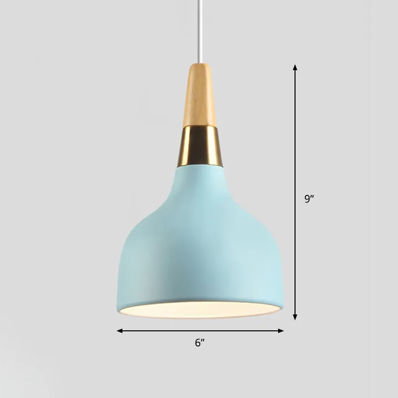 Koepelvormige druppelhanger Modern metaal 1 lichtblauwe hanglamp voor eetkamer Clearhalo