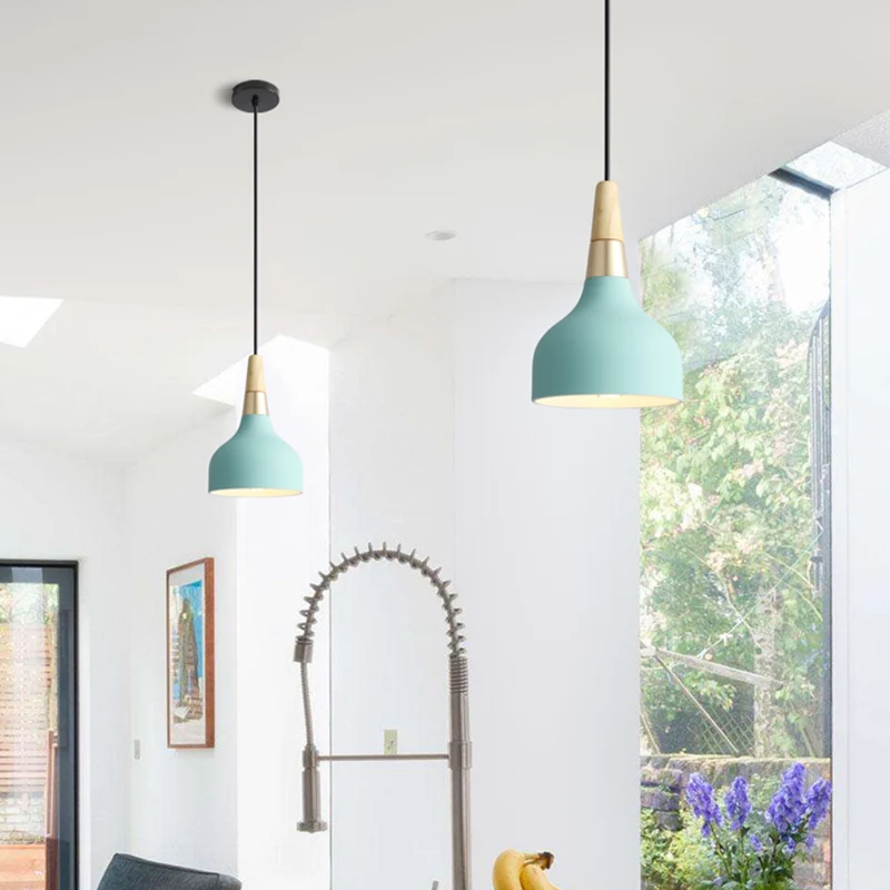 Koepelvormige druppelhanger Modern metaal 1 lichtblauwe hanglamp voor eetkamer Clearhalo