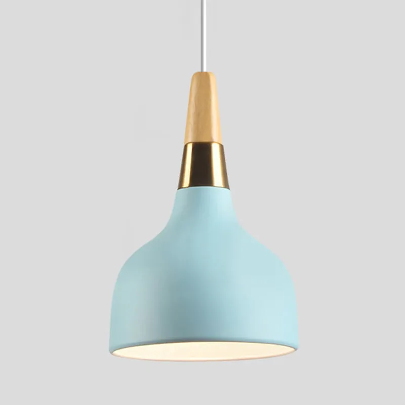 Koepelvormige druppelhanger Modern metaal 1 lichtblauwe hanglamp voor eetkamer Clearhalo