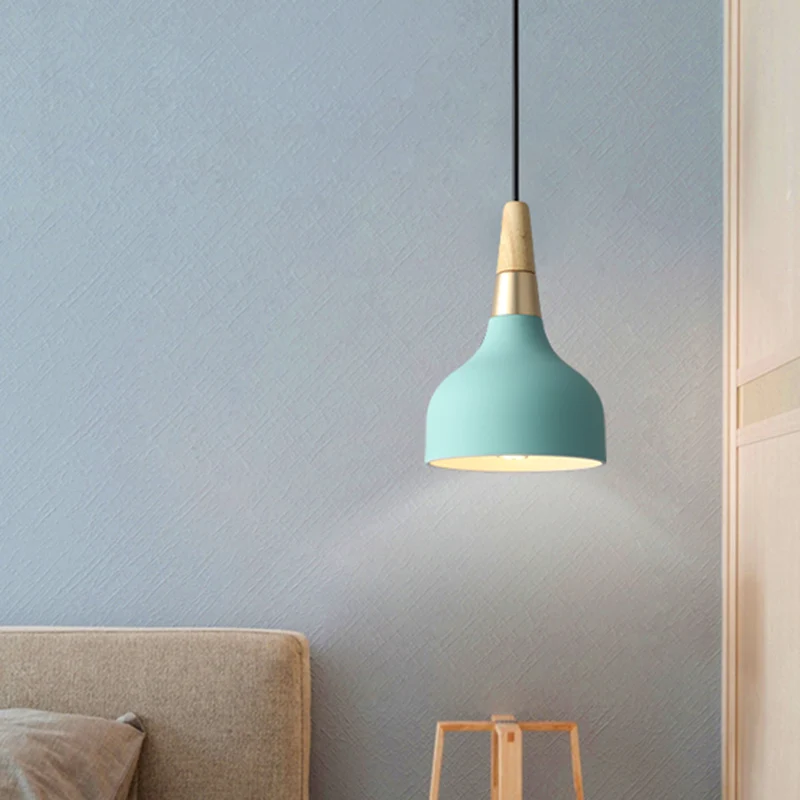 Koepelvormige druppelhanger Modern metaal 1 lichtblauwe hanglamp voor eetkamer Clearhalo
