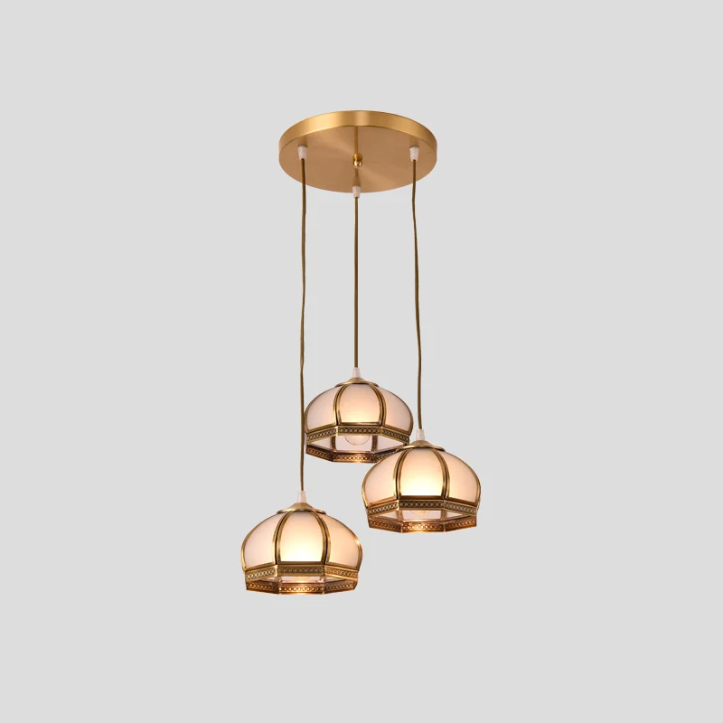 Koepelvormige eetkamer inbouwverlichting Klassiek metallic goud semi-inbouwmontage met opalen glazen kap Clearhalo