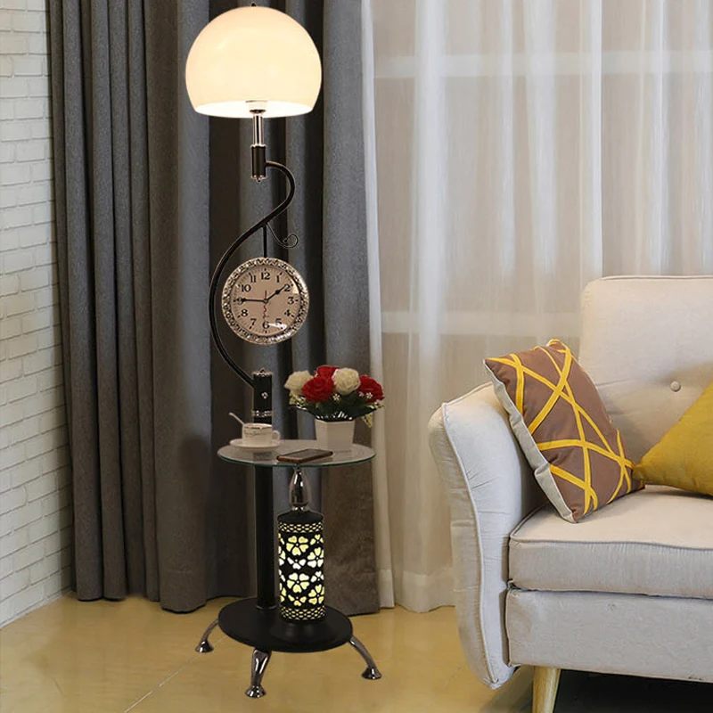 Koepelvormige gefacetteerde kristallen staande lamp Landelijke stijl 1-lichts woonkamer vloerlamp wit/zwart Clearhalo