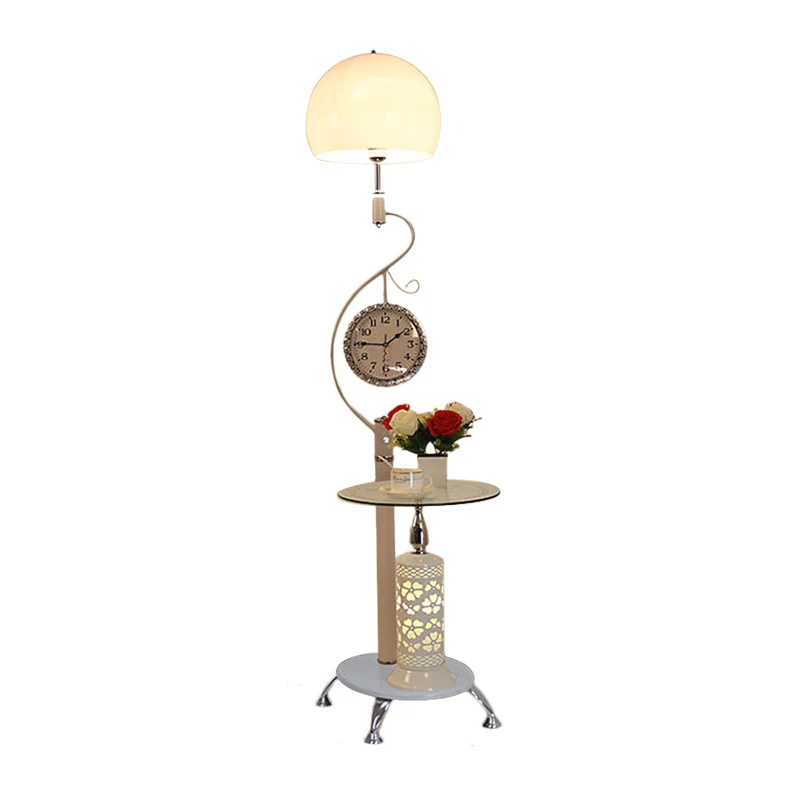 Koepelvormige gefacetteerde kristallen staande lamp Landelijke stijl 1-lichts woonkamer vloerlamp wit/zwart Clearhalo