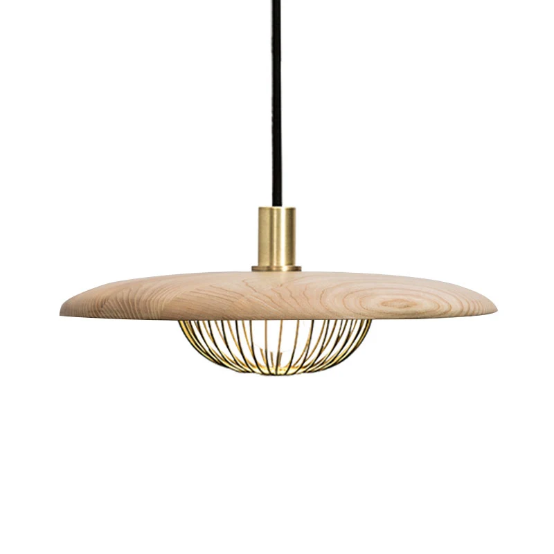 Koepelvormige hanglamp van ijzerdraad met houten schaduwdoek Winkel 1 moderne hanglamp Clearhalo