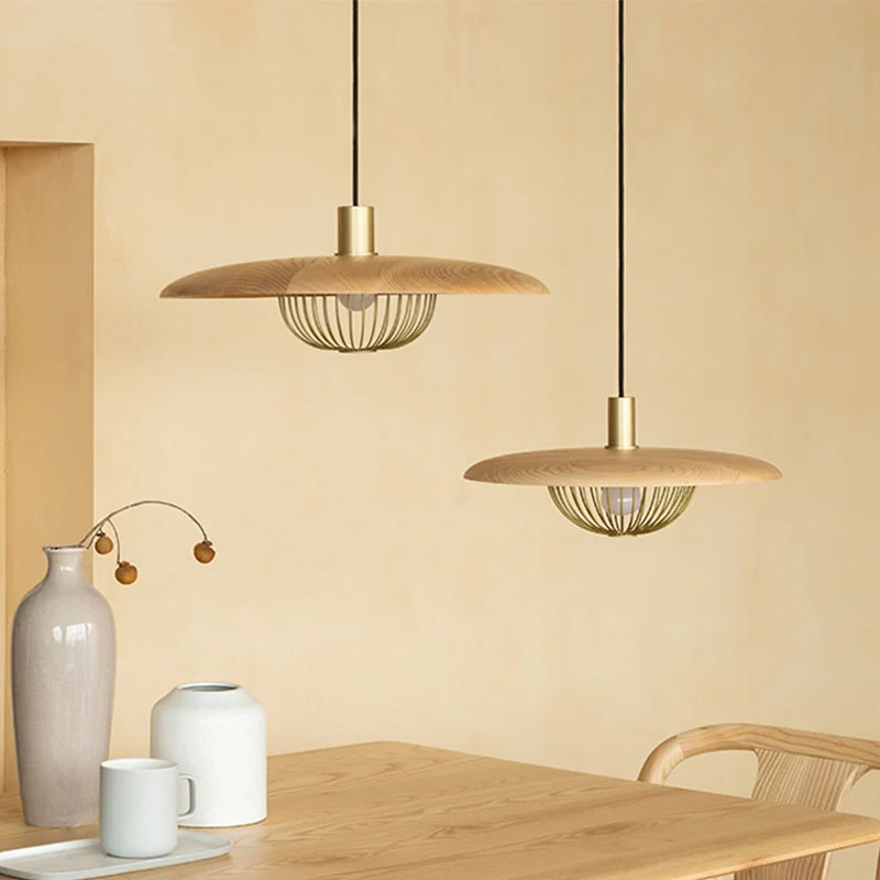 Koepelvormige hanglamp van ijzerdraad met houten schaduwdoek Winkel 1 moderne hanglamp Clearhalo