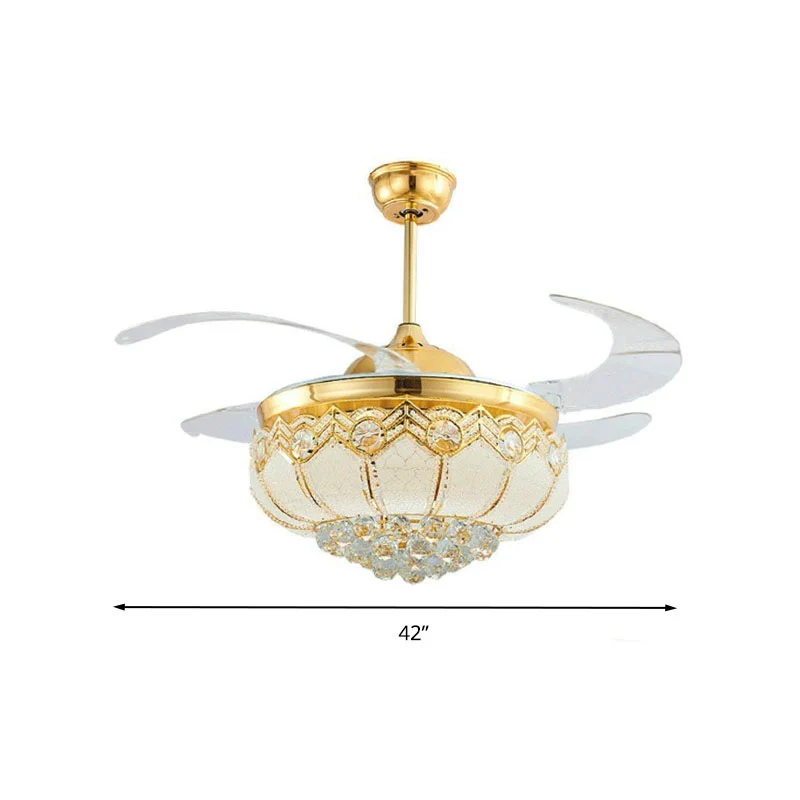 Koepelvormige heldere kristallen LED plafondmontage ventilator Moderne wandbediening/afstandsbediening/frequentie converte...