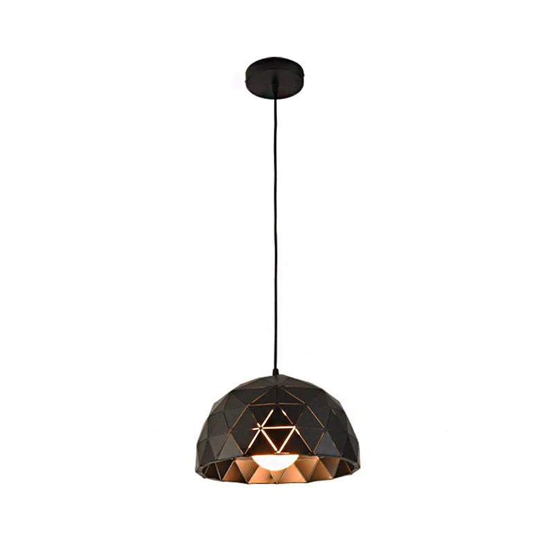 Koepelvormige plafondlamp Scandinavische stijl 12"/14" W 1 licht metalen hanglamp zwart/wit voor koffiewinkel Clearhalo