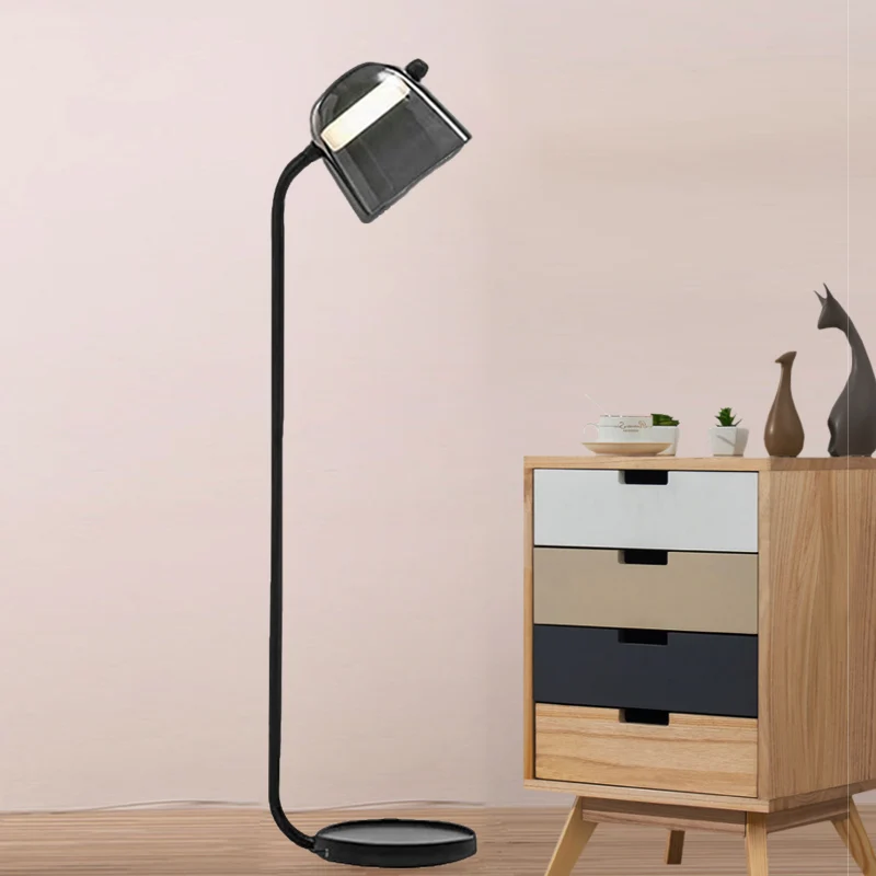Koepelvormige schaduw Slaapkamer Vloerverlichting Zwart glas Enkel licht Modernisme Leesvloerlamp Clearhalo