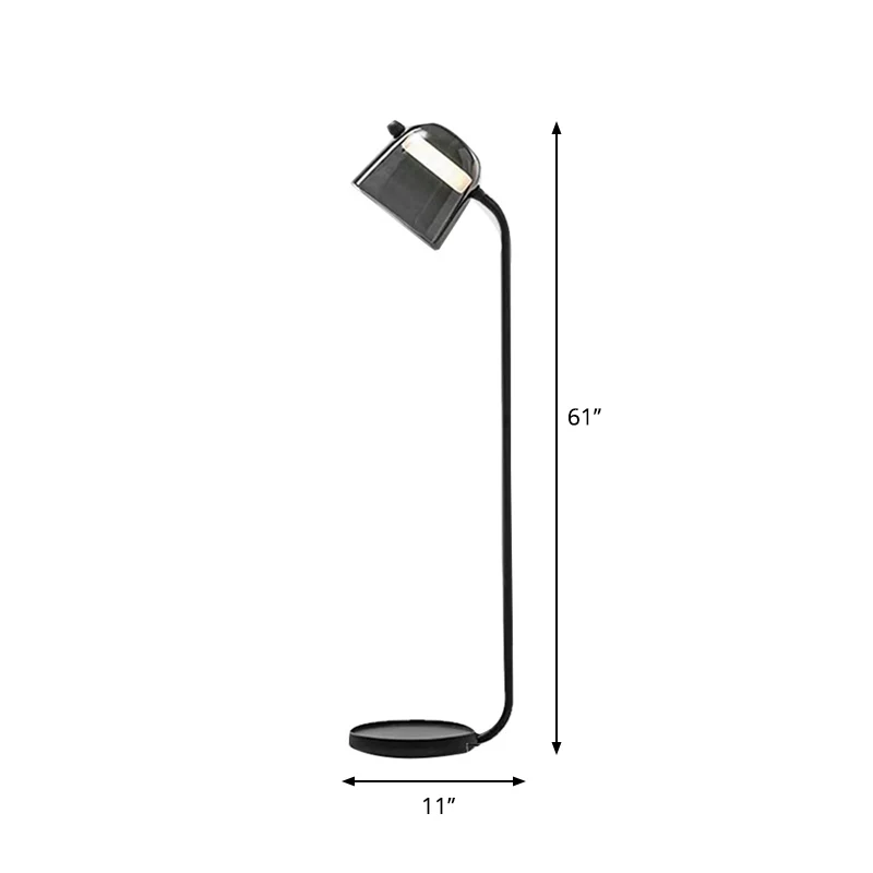 Koepelvormige schaduw Slaapkamer Vloerverlichting Zwart glas Enkel licht Modernisme Leesvloerlamp Clearhalo