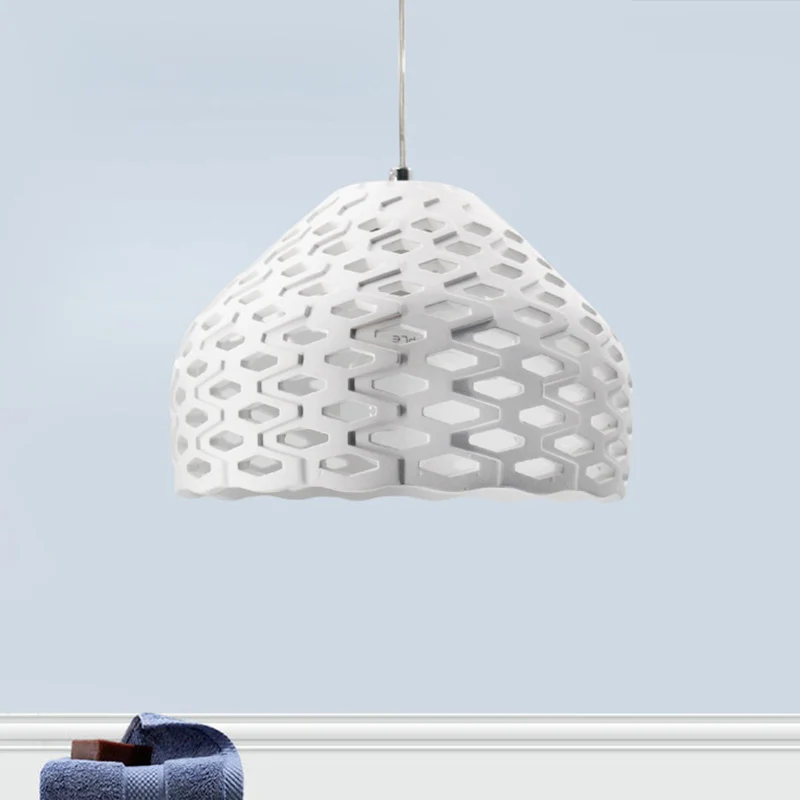 Koepelvormige slingerlamp met uitgehold ontwerp, modernistisch gips, 1 kop witte hanglamp Clearhalo