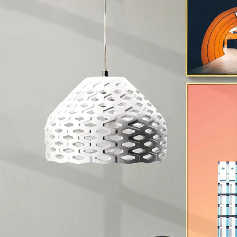 Koepelvormige slingerlamp met uitgehold ontwerp, modernistisch gips, 1 kop witte hanglamp Clearhalo