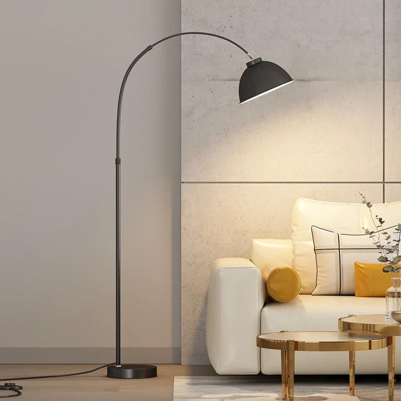 Koepelvormige woonkamervloerlamp Metaal 1 lamp Macaron staande lamp met verstelbare hengelarm Clearhalo