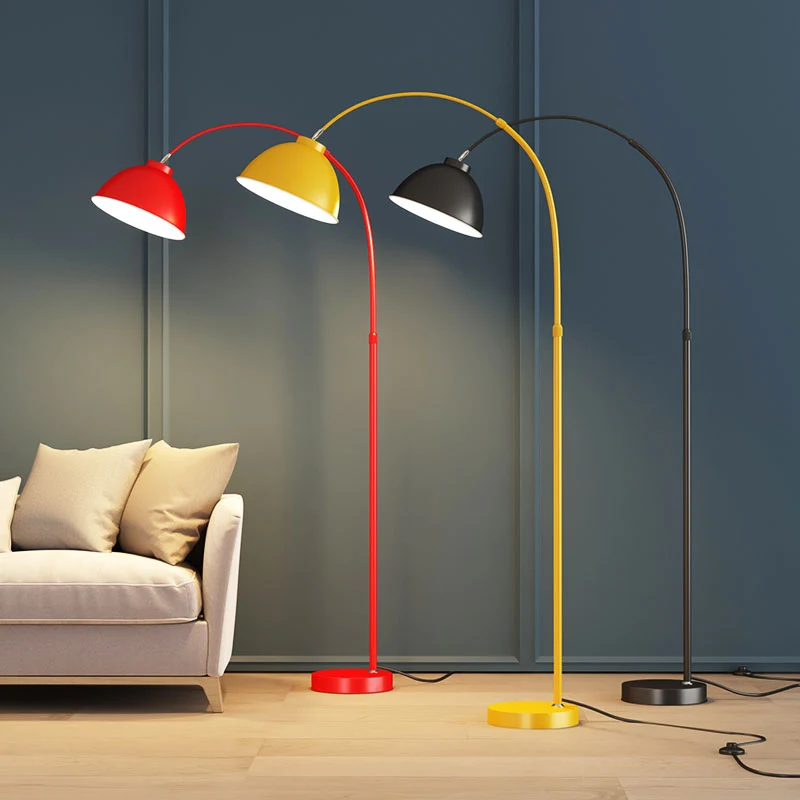 Koepelvormige woonkamervloerlamp Metaal 1 lamp Macaron staande lamp met verstelbare hengelarm Clearhalo