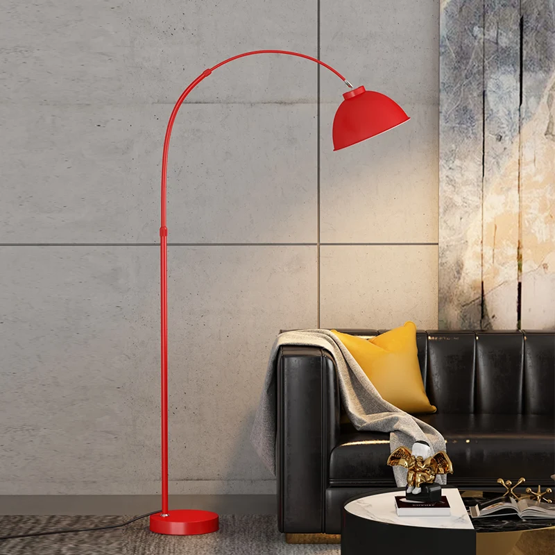 Koepelvormige woonkamervloerlamp Metaal 1 lamp Macaron staande lamp met verstelbare hengelarm Clearhalo