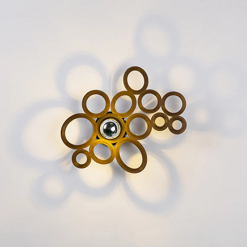 Koffie Bubble Ring Sconce Light Moderne stijl 1 lamp Houten muurverlichtingsideeën voor woonkamer Clearhalo