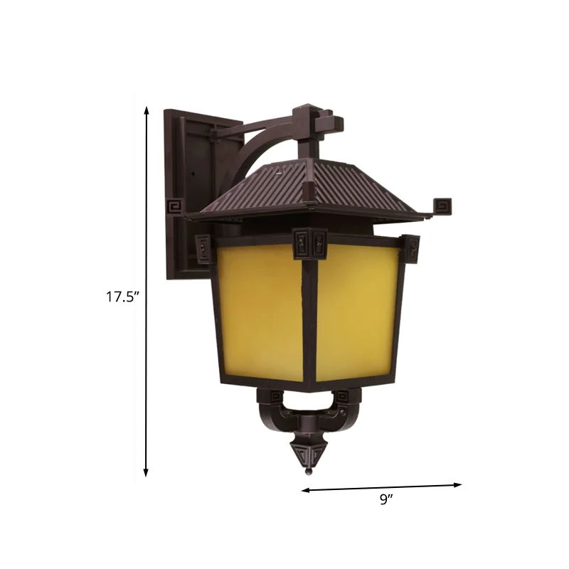 Koffie enkele lamp wandverlichting retro geel glas vogelkooi wandlamp voor binnenplaats Clearhalo