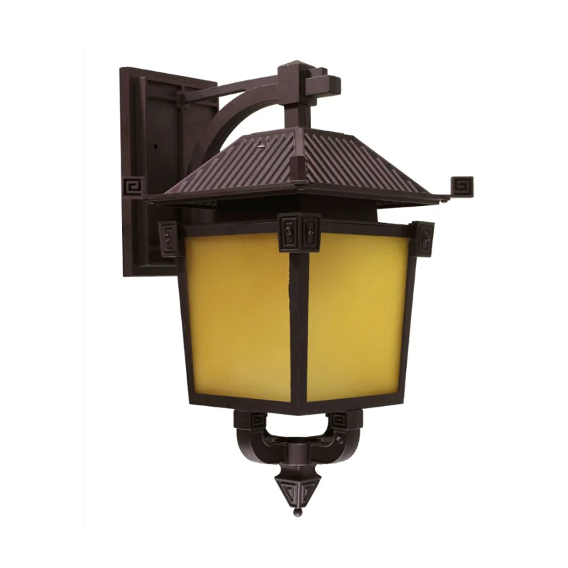 Koffie enkele lamp wandverlichting retro geel glas vogelkooi wandlamp voor binnenplaats Clearhalo