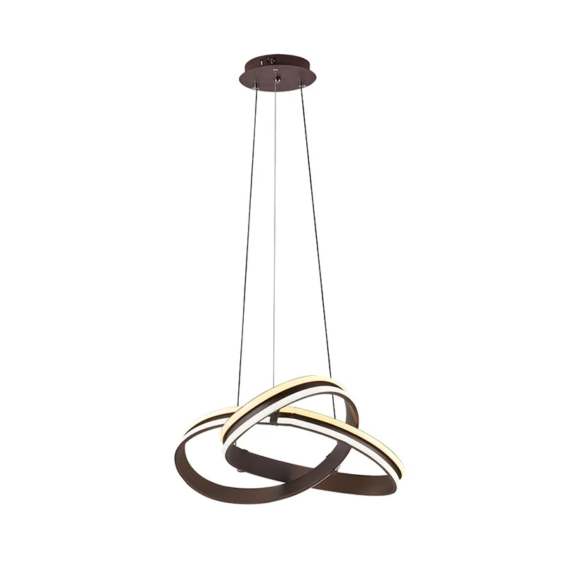 Koffie naadloze curve kroonluchterlamp, moderne metalen LED-hanglamp, warm/wit licht Clearhalo