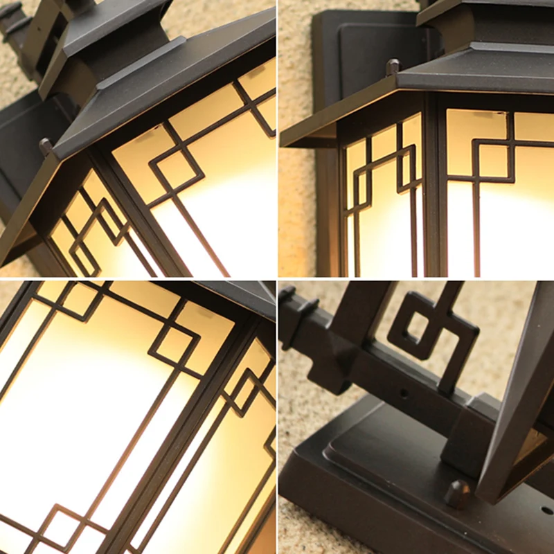 Koffieafwerking 1-lamps schanslamp Traditionele matglazen rechthoekige wandlamp voor buiten Clearhalo
