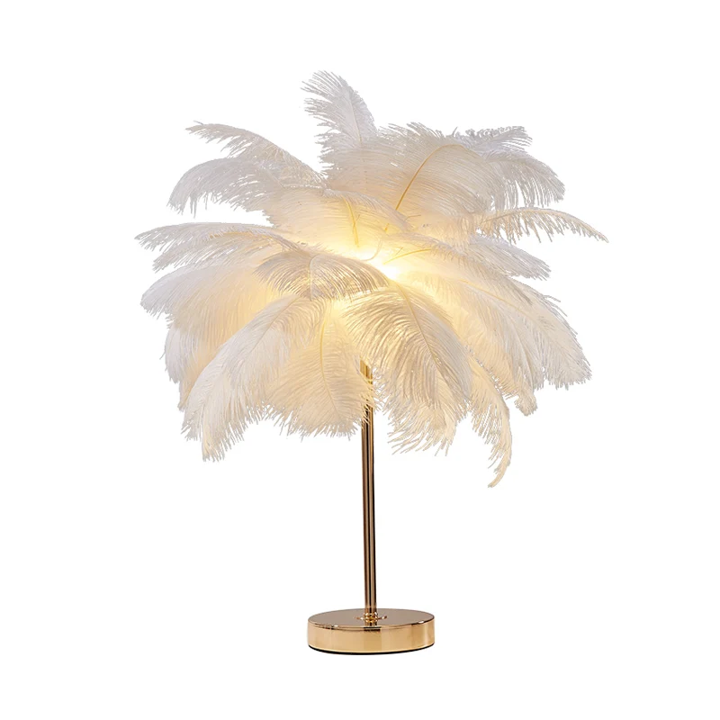 Kokosboomvormig nachtlampje, decoratieve veer, 1 kop, woonkameraccenttafellamp Clearhalo