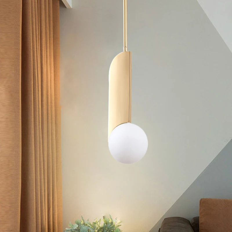 Koloniale bolvormige plafondhanglamp 1 lamp ivoorkleurige glazen ophangverlichting goud voor woonkamer Clearhalo