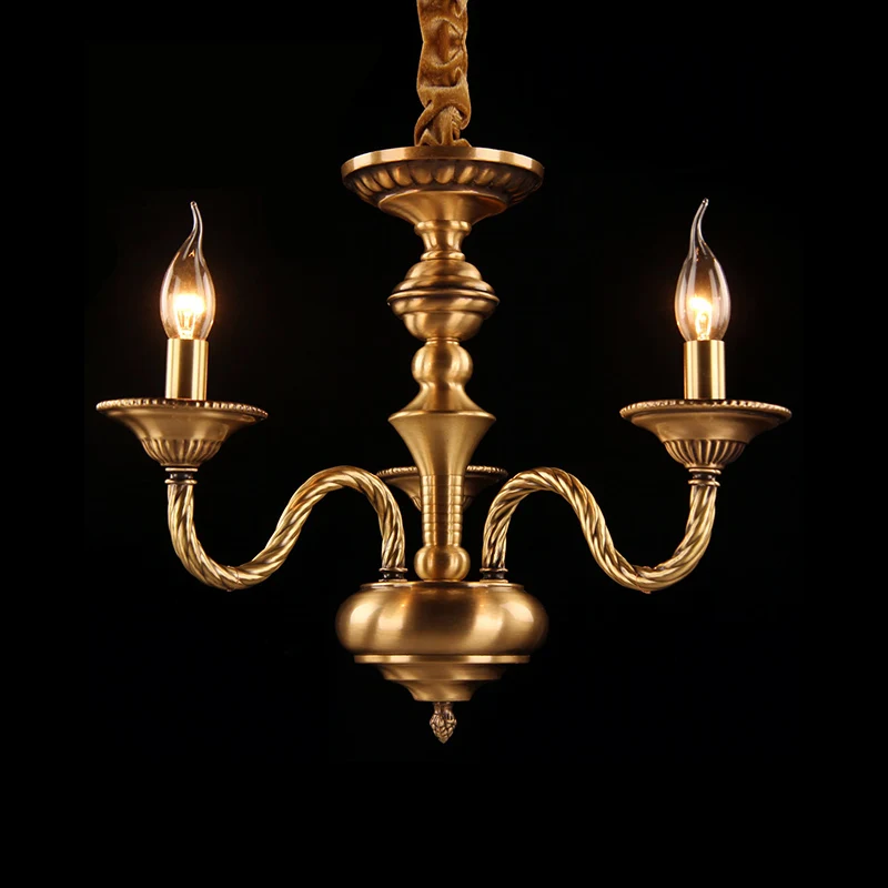 Koloniale kaars kroonluchter hanglamp 3/5/6 lampen metalen hangende plafondlamp messing met gebogen henneptouw ontwerparm...