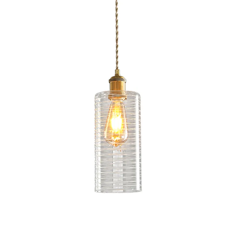 Kolonialisme Hangende plafondlamp met kolomverlichting, 1 lamp, helder glas, goud Clearhalo