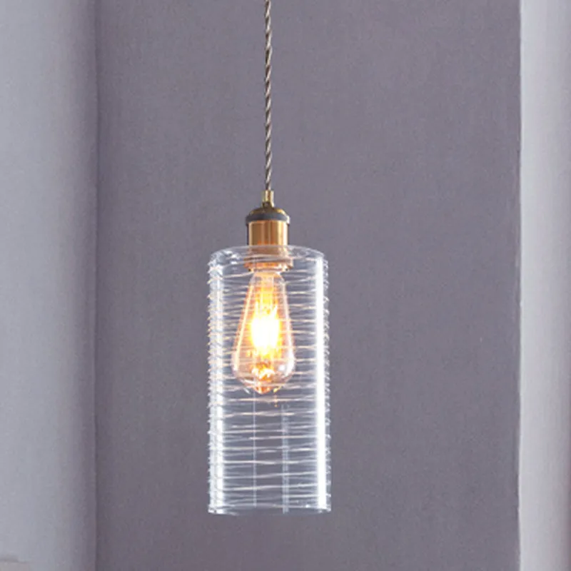 Kolonialisme Hangende plafondlamp met kolomverlichting, 1 lamp, helder glas, goud Clearhalo