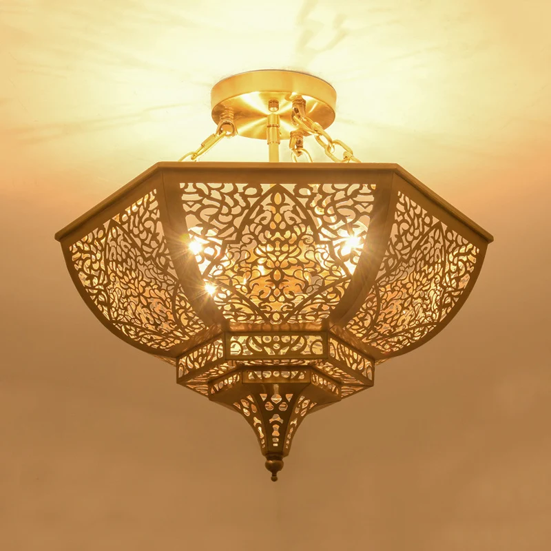 Kom Eetkamer Plafondarmatuur Traditioneel Metaal 4 Kops Goud Semi Inbouwlamp Clearhalo