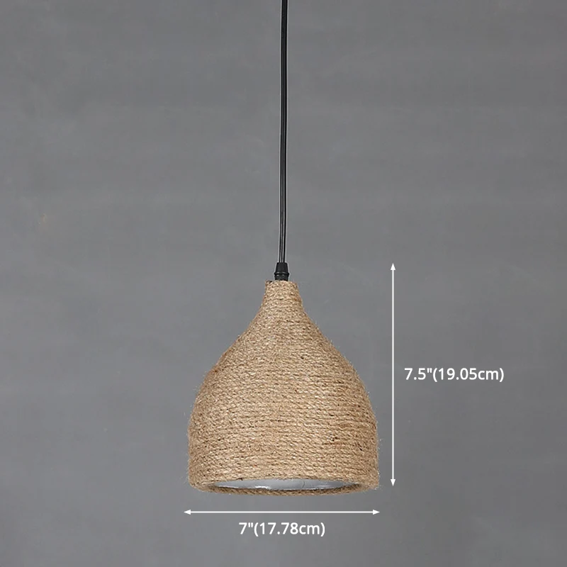 Komvormige eetkamer hangende lamp industriële touw beige hangende verlichtingsarmatuur Clearhalo