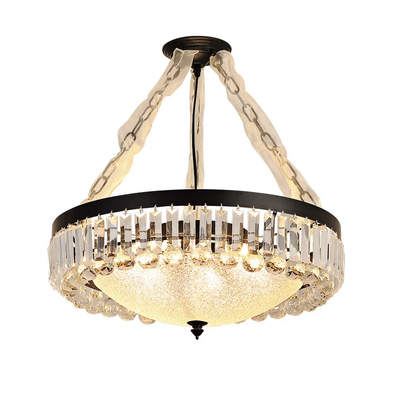 Komvormige hanglamp Rustieke gegolfde glazen kroonluchter met K9-kristalaccenten Clearhalo
