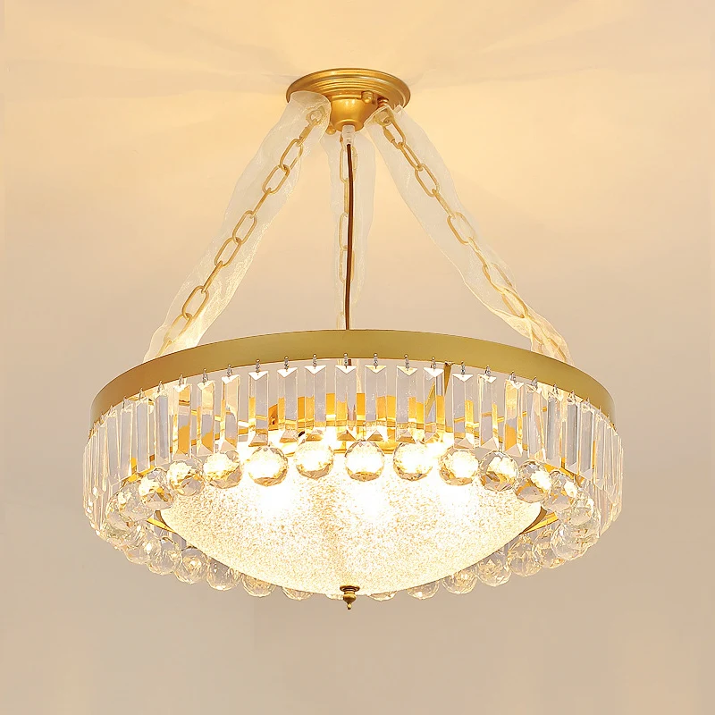 Komvormige hanglamp Rustieke gegolfde glazen kroonluchter met K9-kristalaccenten Clearhalo