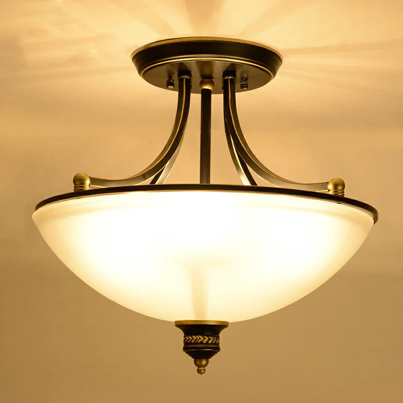 Komvormige keukenplafondverlichting Traditioneel matglas 4-lichts semi-inbouwlamp Clearhalo
