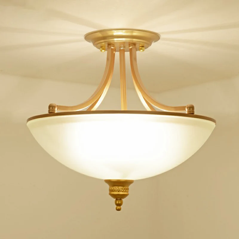Komvormige keukenplafondverlichting Traditioneel matglas 4-lichts semi-inbouwlamp Clearhalo